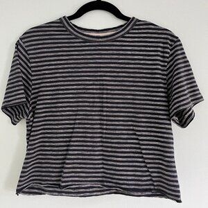 Merona Women's Black and White Striped Cropped Tee